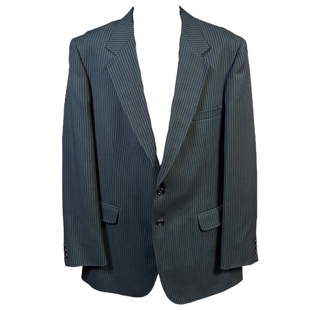 American Fashion Collection Men Suit Jacket Dark Grey Pinstripe‎ Two Button - Picture 2 of 10